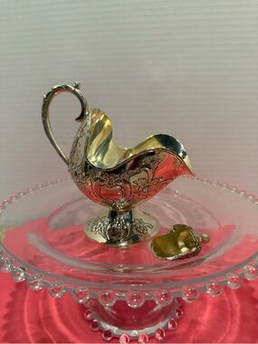 Floral Sugar Scuttle & Scoop, Japan, Victorian Style, silver plated
